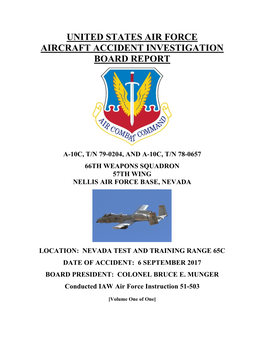 United States Air Force Aircraft Accident Investigation Board Report