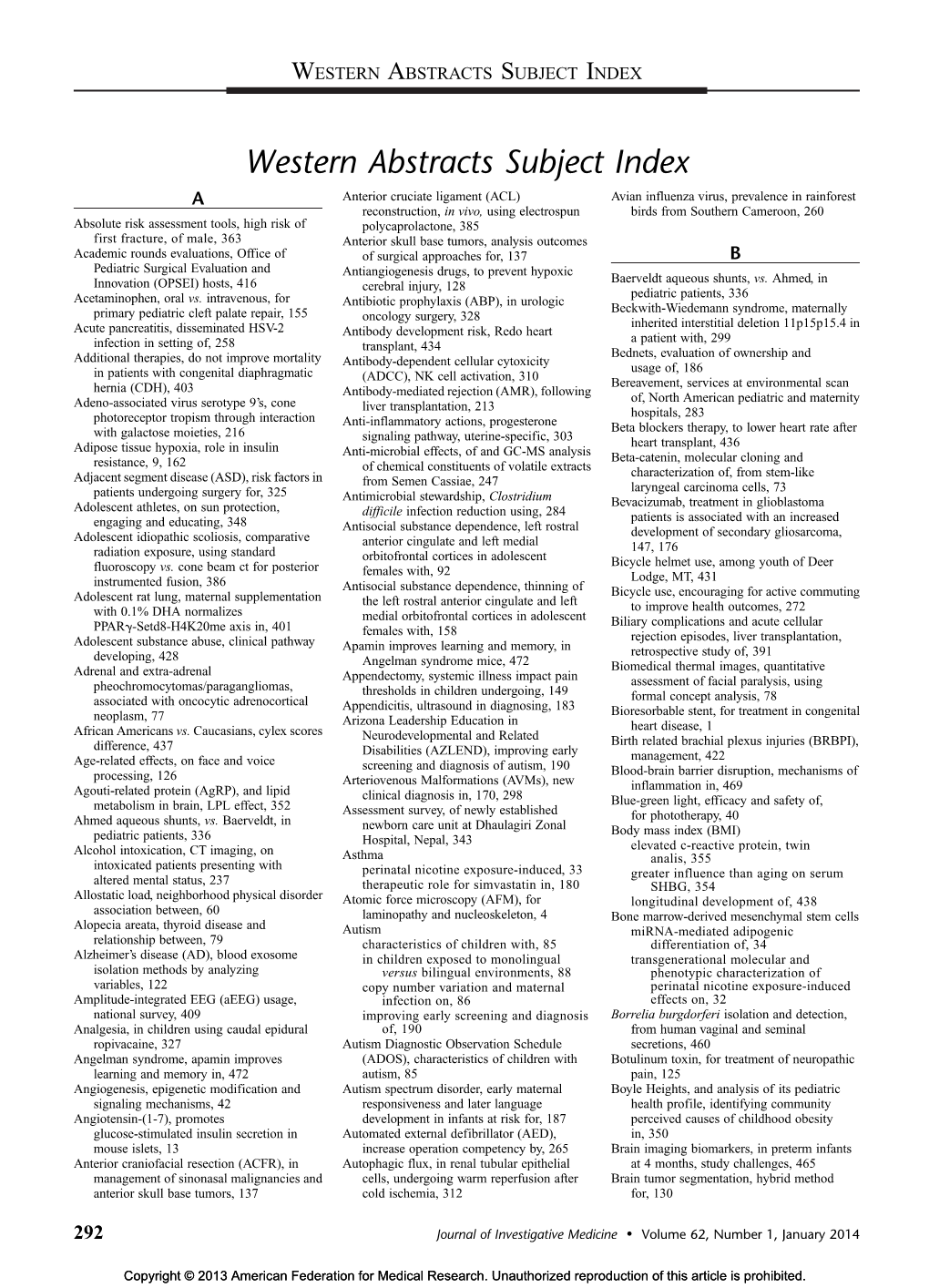 Western Abstracts Subject Index