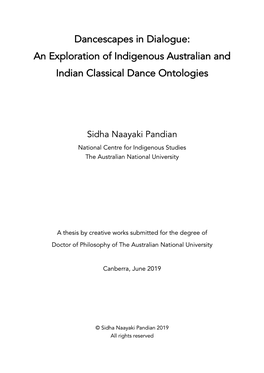 Dancescapes in Dialogue: an Exploration of Indigenous Australian and Indian Classical Dance Ontologies