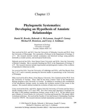 Phylogenetic Systematics: Developing an Hypothesis of Amniote Relationships