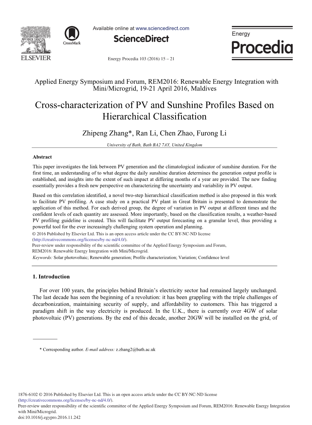 Cross-Characterization of PV and Sunshine Profiles Based on Hierarchical Classification