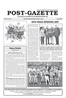 2019 NEAA OPENING DAY the North End Athletic Association Celebrated the 2019 Opening Day of Baseball on Sunday, April 28Th at Langone Park