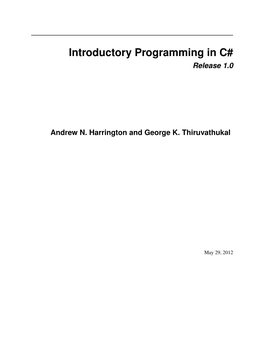 Introductory Programming in C# Release 1.0