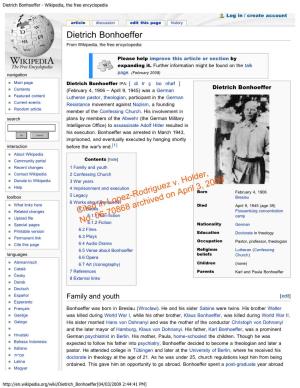 Dietrich Bonhoeffer - Wikipedia, the Free Encyclopedia