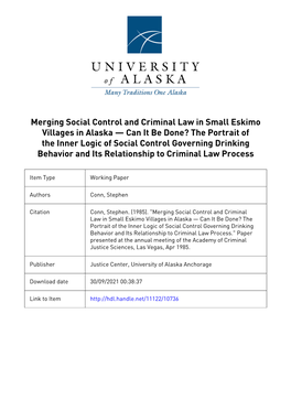 Merging Social Control and Criminal Law in Small