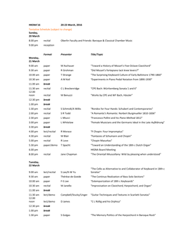 HKSNA'16 20-23 March, 2016 Tentative Schedule (Subject To