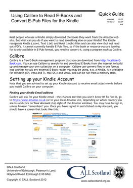 Calibre Setting up Your Kindle Account Quick Guide Using Calibre