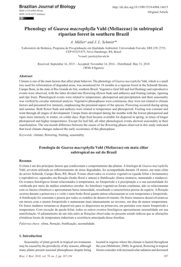 Phenology of Guarea Macrophylla Vahl (Meliaceae) in Subtropical Riparian Forest in Southern Brazil A