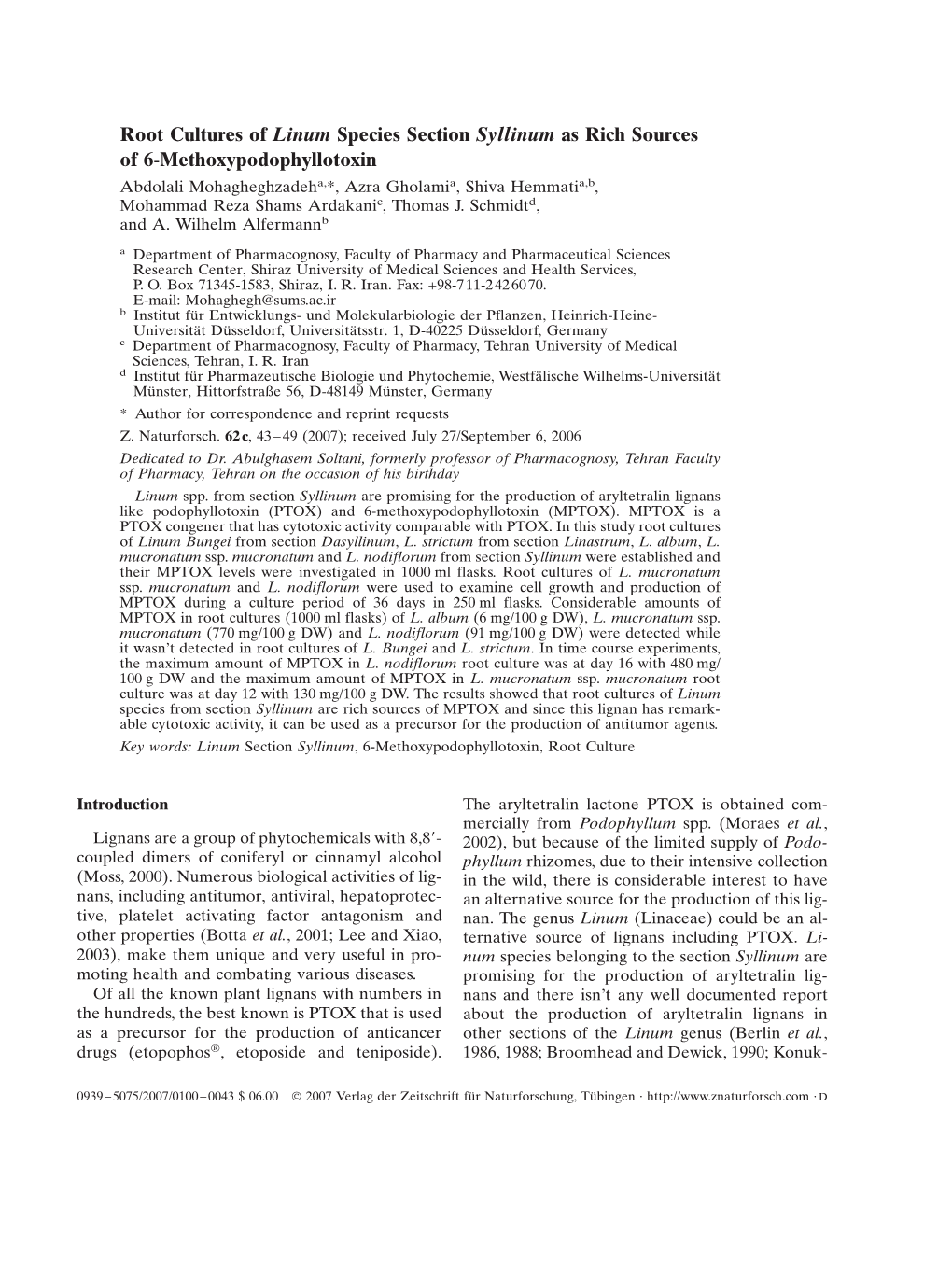 Root Cultures of Linum Species Section Syllinum As Rich Sources