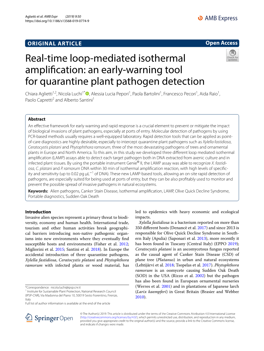 An Early-Warning Tool for Quarantine Plant Pathogen Detection