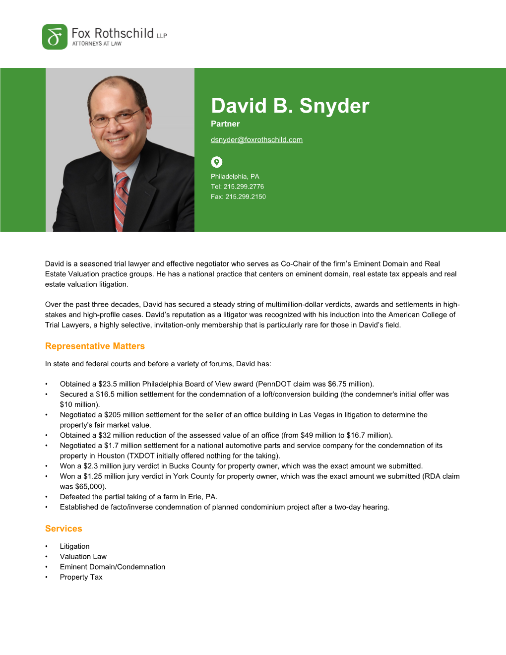 David B. Snyder Partner