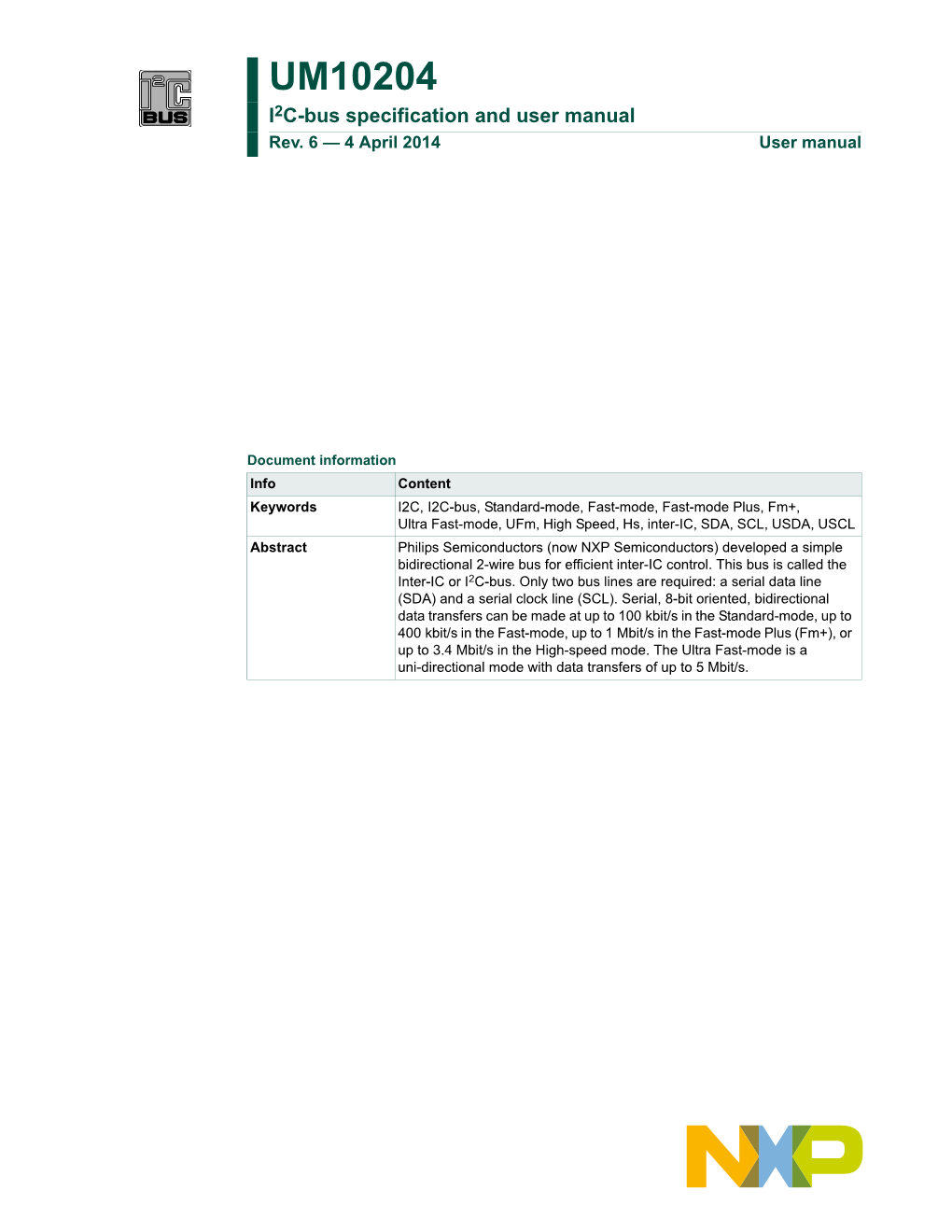 I2C-Bus Specification and User Manual Rev