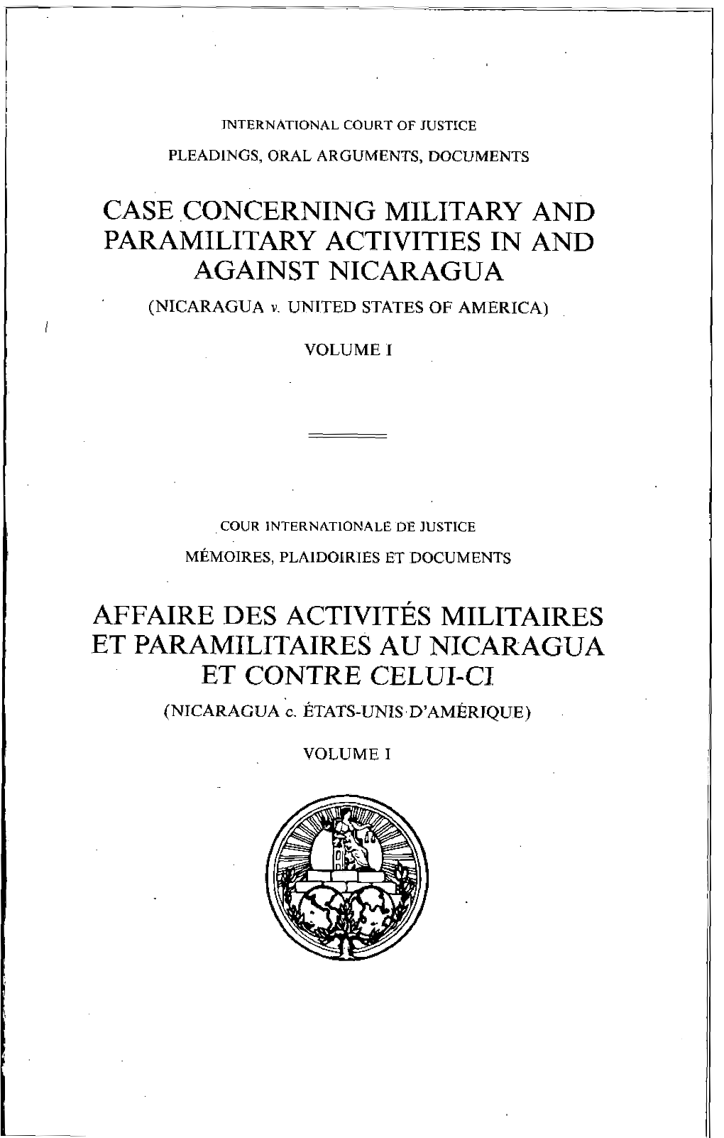 CASE CONCERNING Mllitary and PARAMILITARY ACTIVITIES in and AGAINST NICARAGUA ' (NICARAGUA V