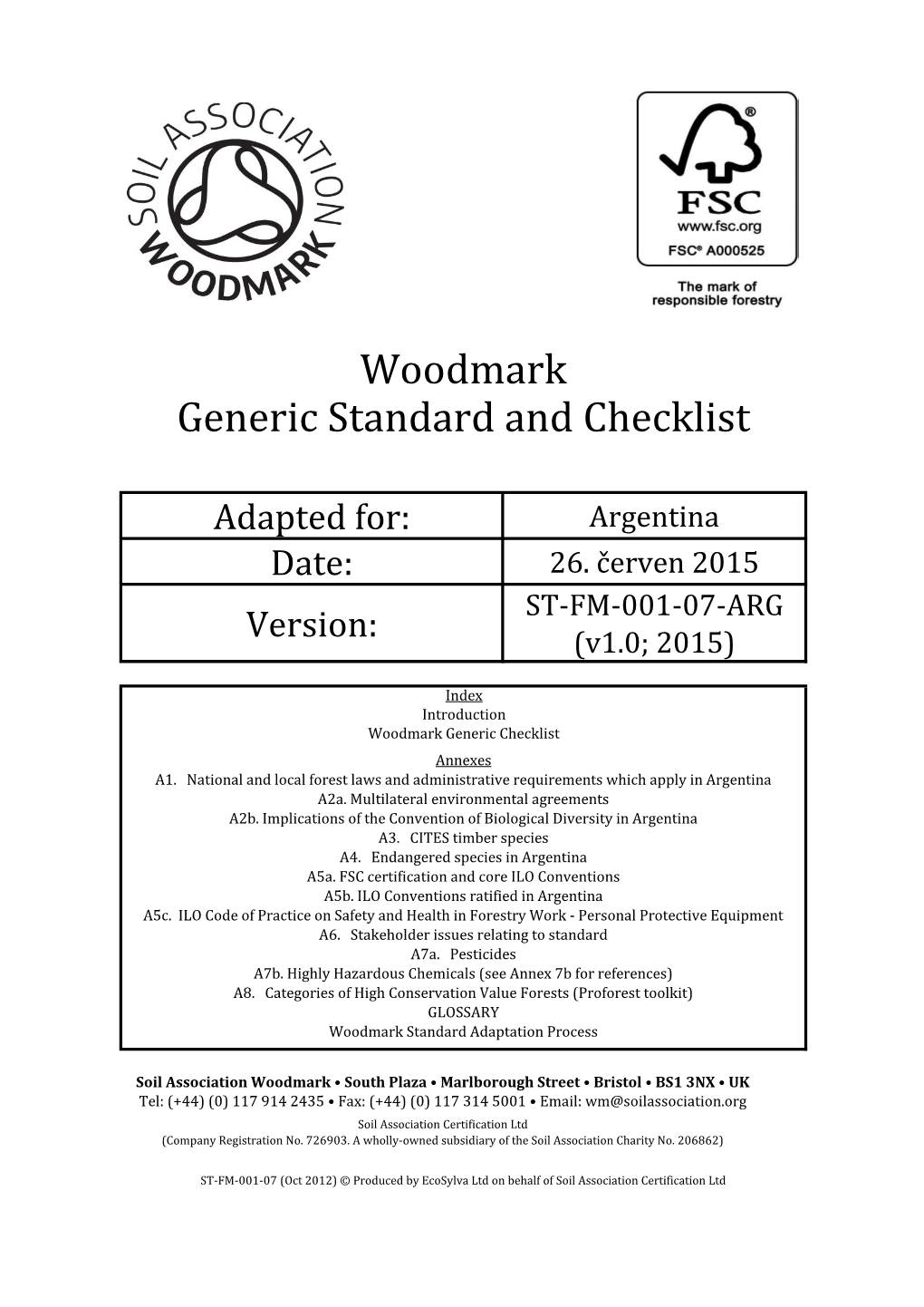 Woodmark Generic Standard and Checklist