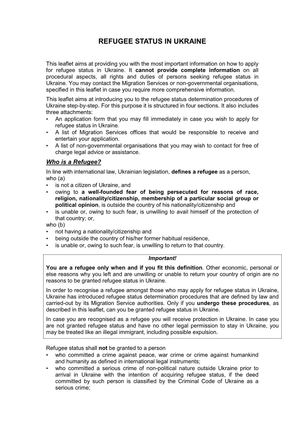 Leaflet Refugee Status in Ukraine