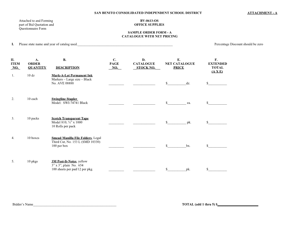 San Benito Consolidated Independent School District Attachment - A