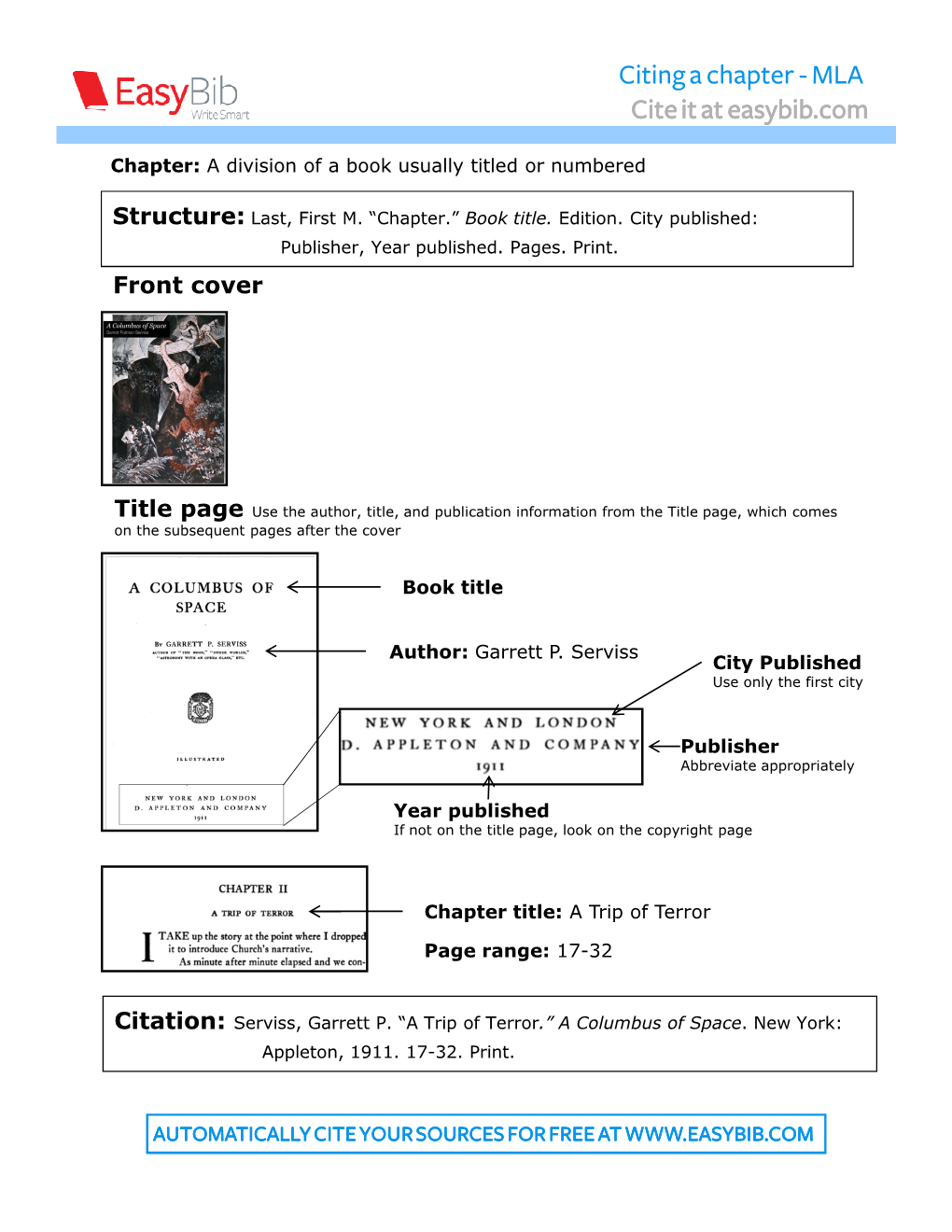 Citing a Chapter - MLA Cite It at Easybib.Com