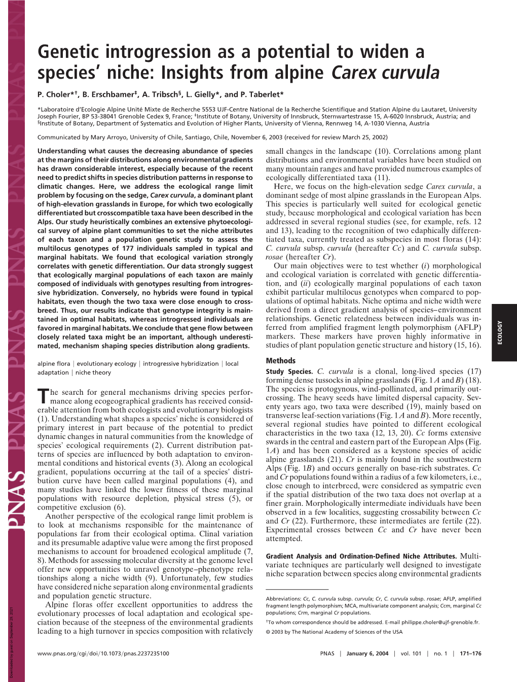 Genetic Introgression As a Potential to Widen a Species' Niche