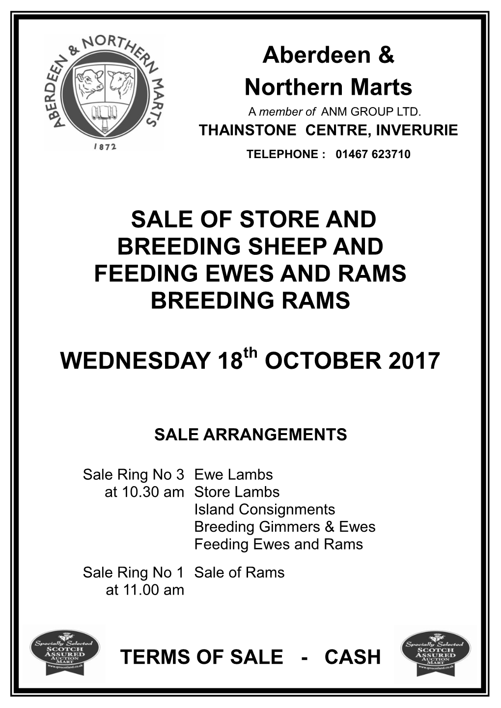 Aberdeen & Northern Marts SALE of STORE and BREEDING SHEEP