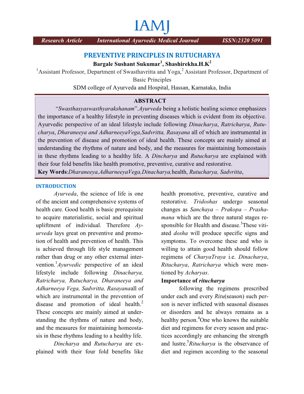 Preventive Principles in Rutucharya