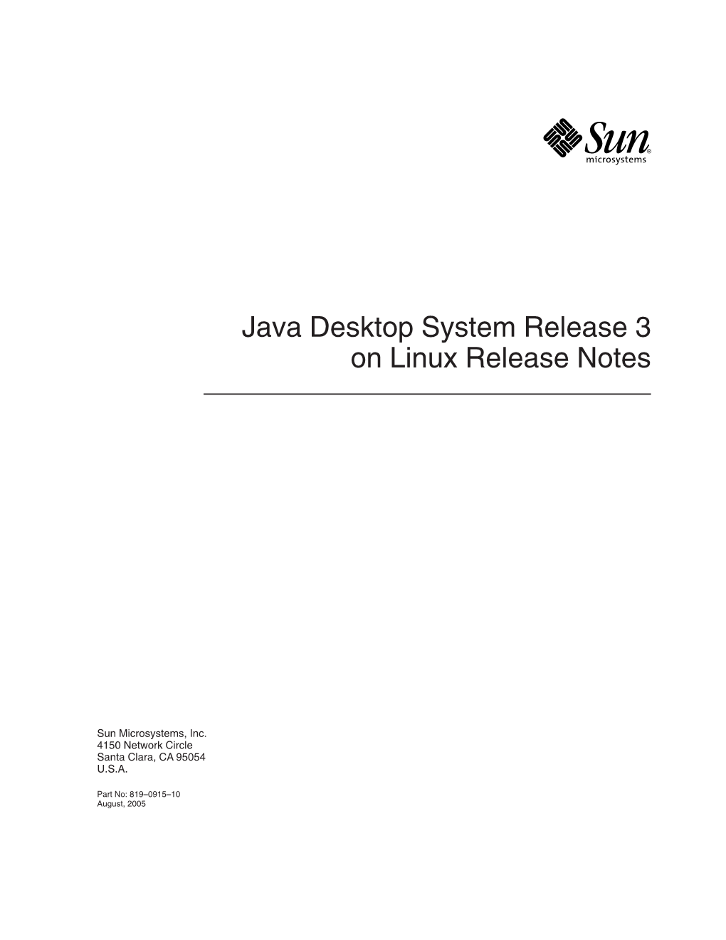 Java Desktop System Release 3 on Linux Release Notes