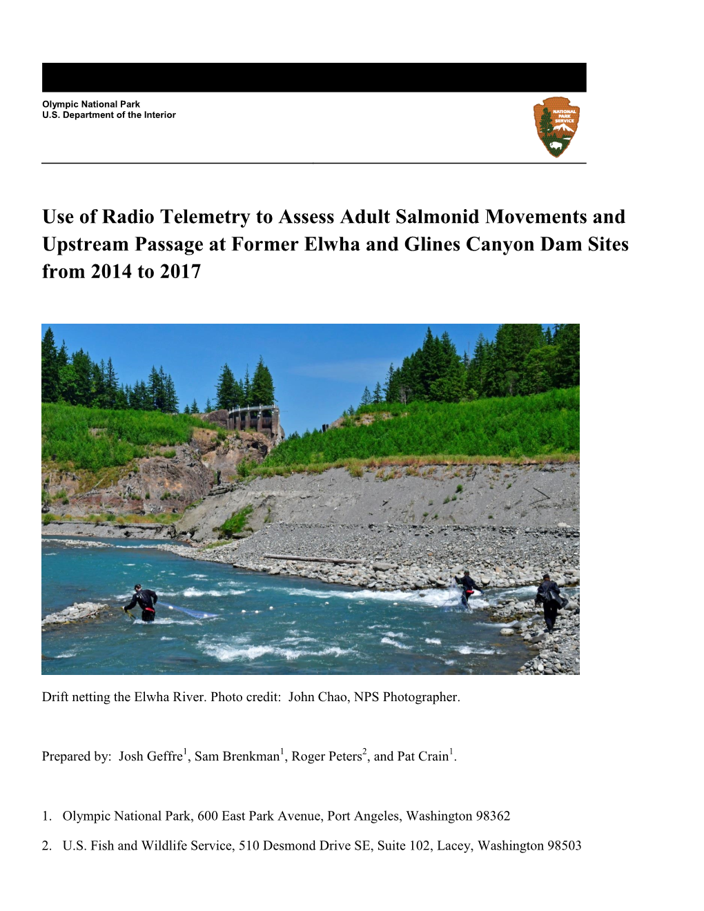 Use of Radio Telemetry to Assess Adult Salmonid Movements and Upstream Passage at Former Elwha and Glines Canyon Dam Sites from 2014 to 2017