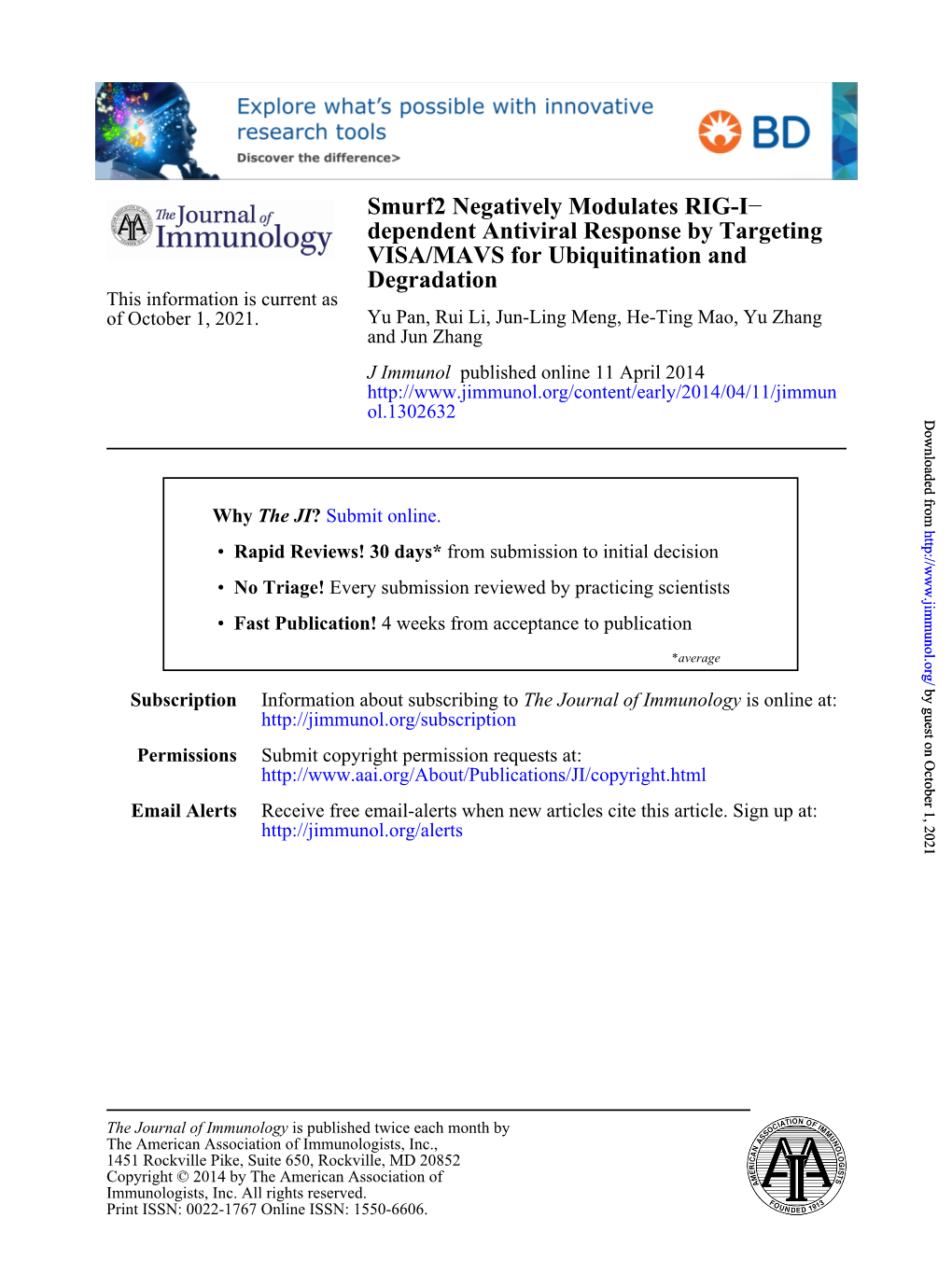 Degradation VISA/MAVS for Ubiquitination and Dependent