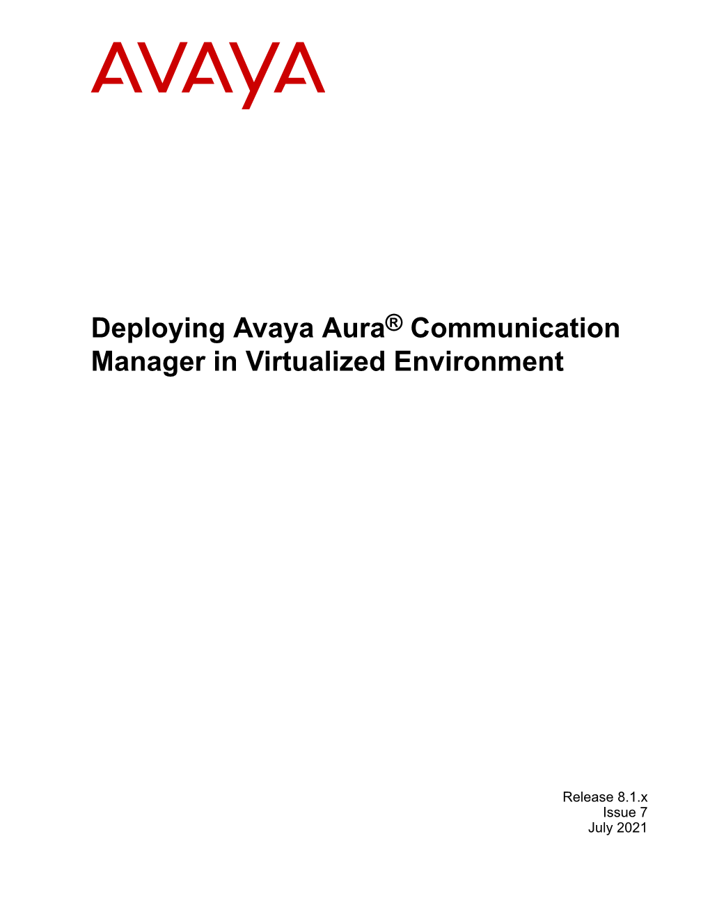 Deploying Avaya Aura®‎ Communication Manager In