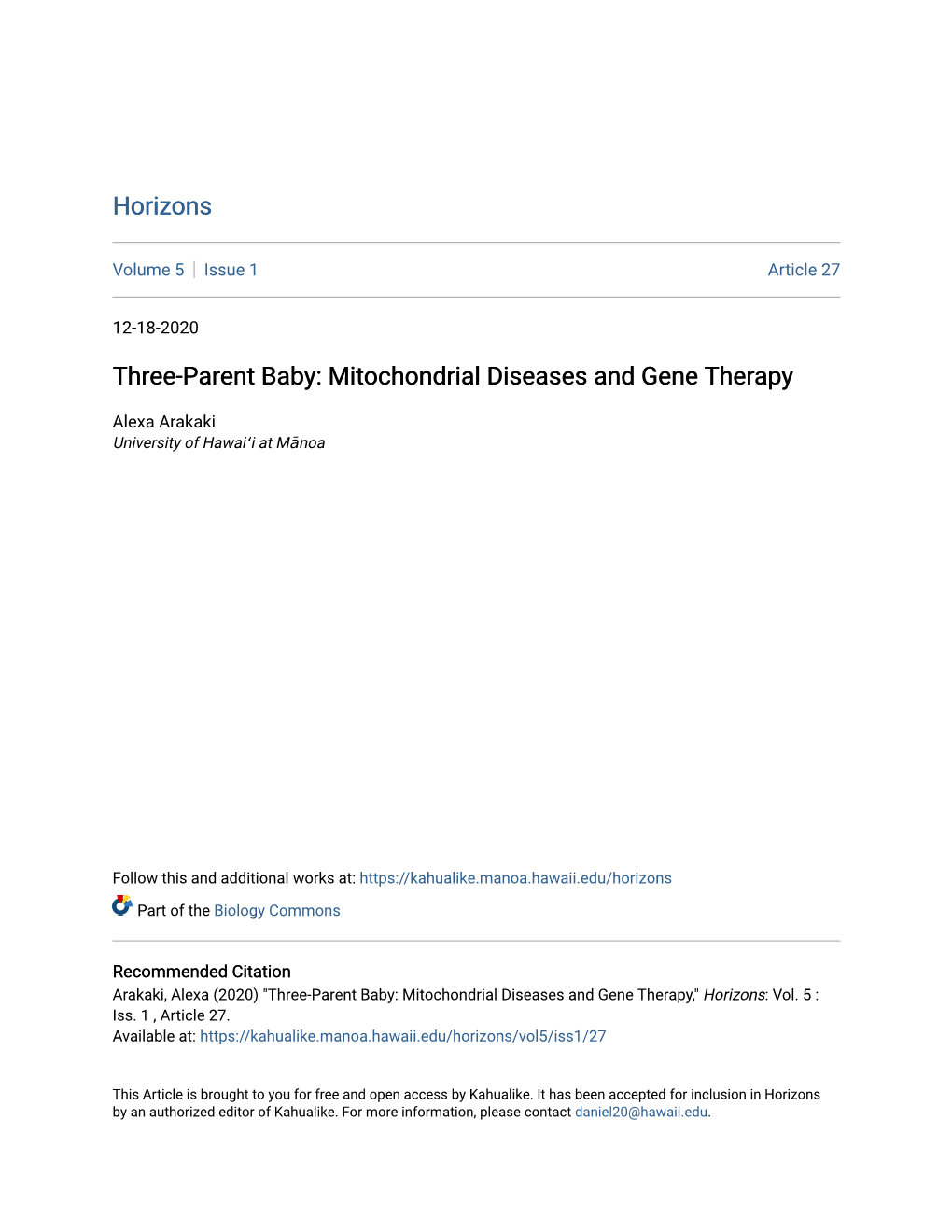 Three-Parent Baby: Mitochondrial Diseases and Gene Therapy