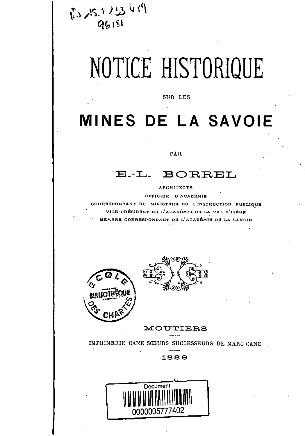 Notice Historique Sur Les Mines De La Savoie