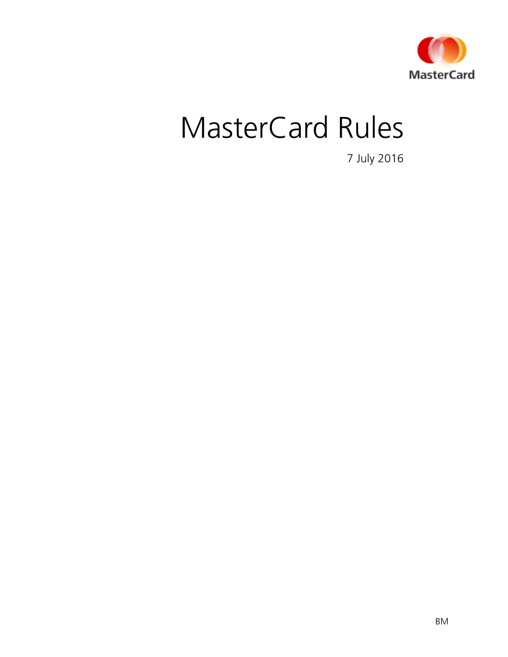 Mastercard Rules 7 July 2016