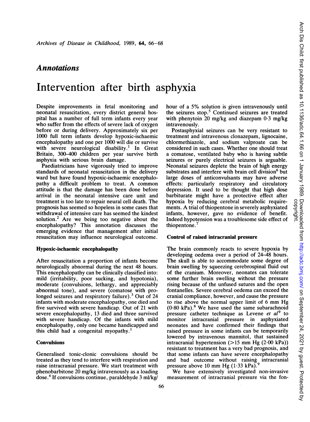 Intervention After Birth Asphyxia