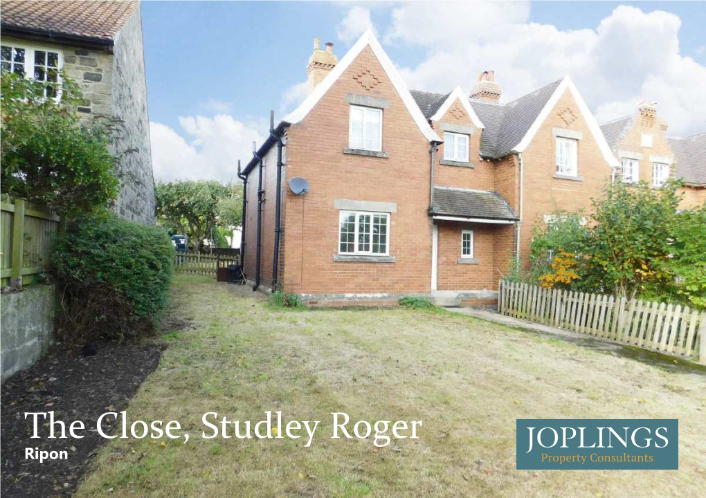 The Close, Studley Roger Ripon a Period Semi-Detached Family Home Set in a Choice Location Overlooking Fields, in the Highly Sought After Village of Studley Roger
