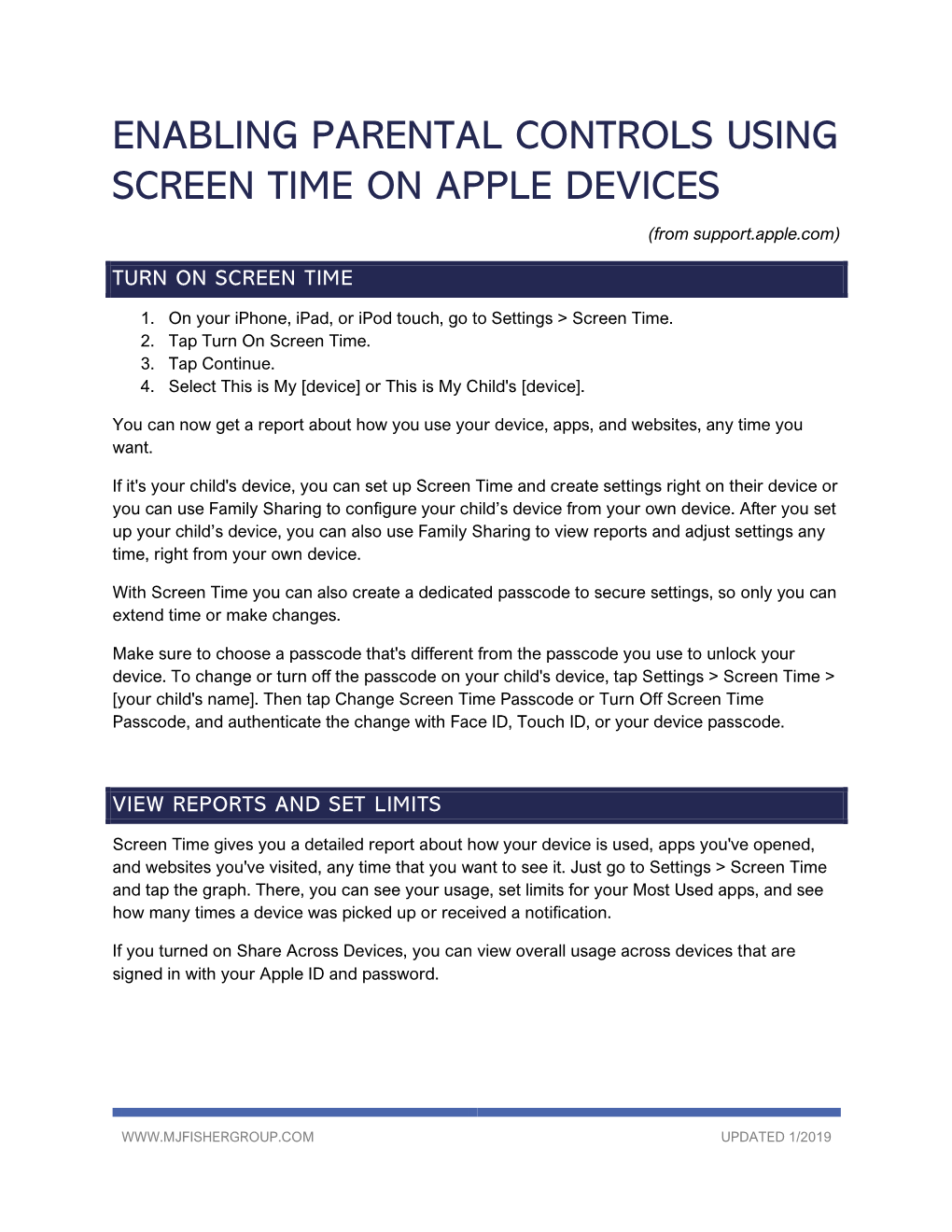 Enabling Parental Controls Using Screen Time on Apple Devices