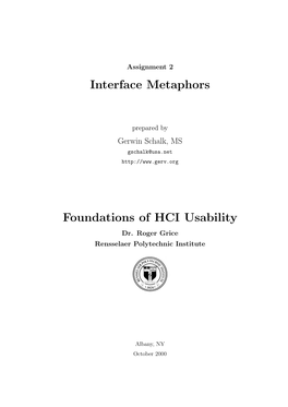 Interface Metaphors Foundations of HCI Usability