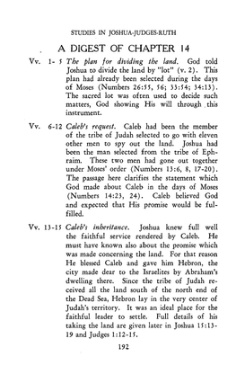 Bible Commentary on Joshua Fourteen