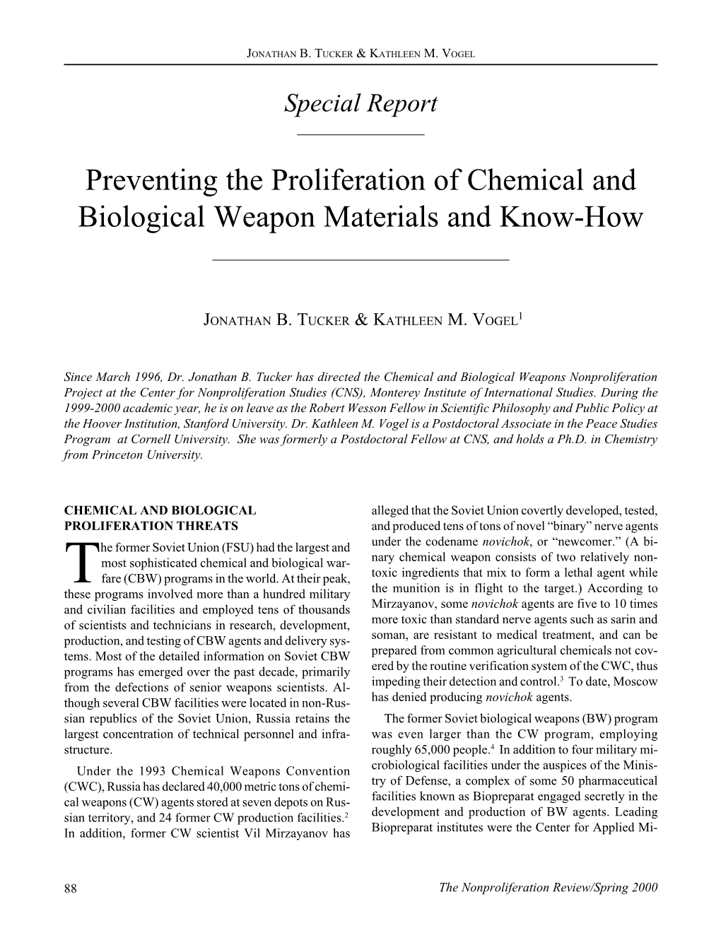 NPR 7.1: Preventing the Proliferation of Chemical and Biological Weapon