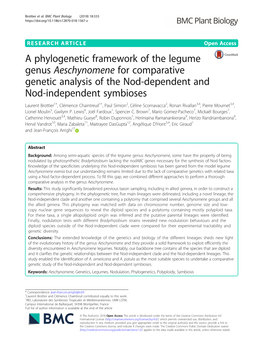 A Phylogenetic Framework of the Legume Genus Aeschynomene for Comparative Genetic Analysis of the Nod-Dependent and Nod-Independ