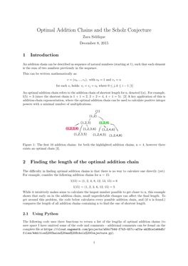 Optimal Addition Chains and the Scholz Conjecture Zara Siddique December 8, 2015