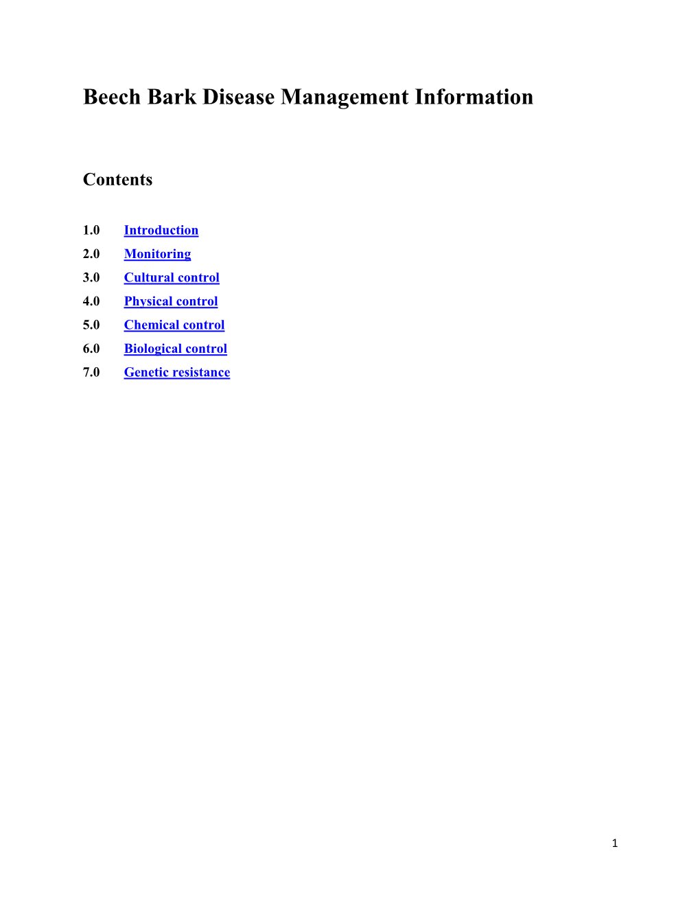 Beech Bark Disease Management Information