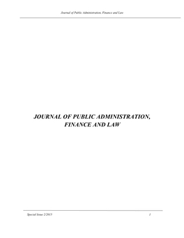 Journal of Public Administration, Finance and Law (JOPAFL) Issue 5/2014, Pp