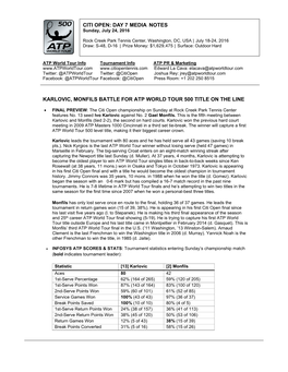 Karlovic, Monfils Battle for Atp World Tour 500 Title on the Line