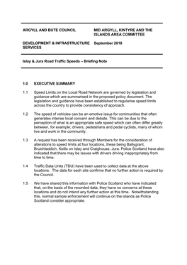Islay and Jura Road Traffic Speeds PDF 128 KB