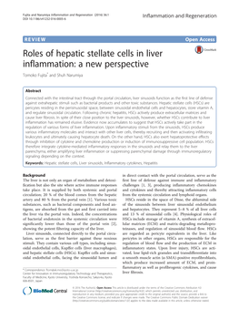 Roles of Hepatic Stellate Cells in Liver Inflammation: a New Perspective Tomoko Fujita* and Shuh Narumiya