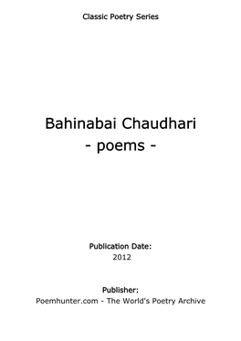 Bahinabai Chaudhari - Poems