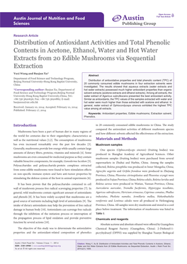 Distribution of Antioxidant Activities and Total Phenolic Contents In