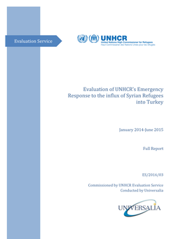 Evaluation of UNHCR's Emergency Response to the Influx of Syrian