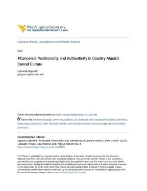 Canceled: Positionality and Authenticity in Country Music's