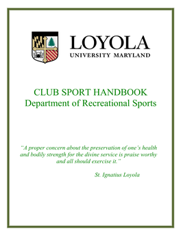 Club Sports Handbook and Community Standards for Subsequent Years