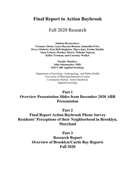 Final Report to Action Baybrook Fall 2020 Research